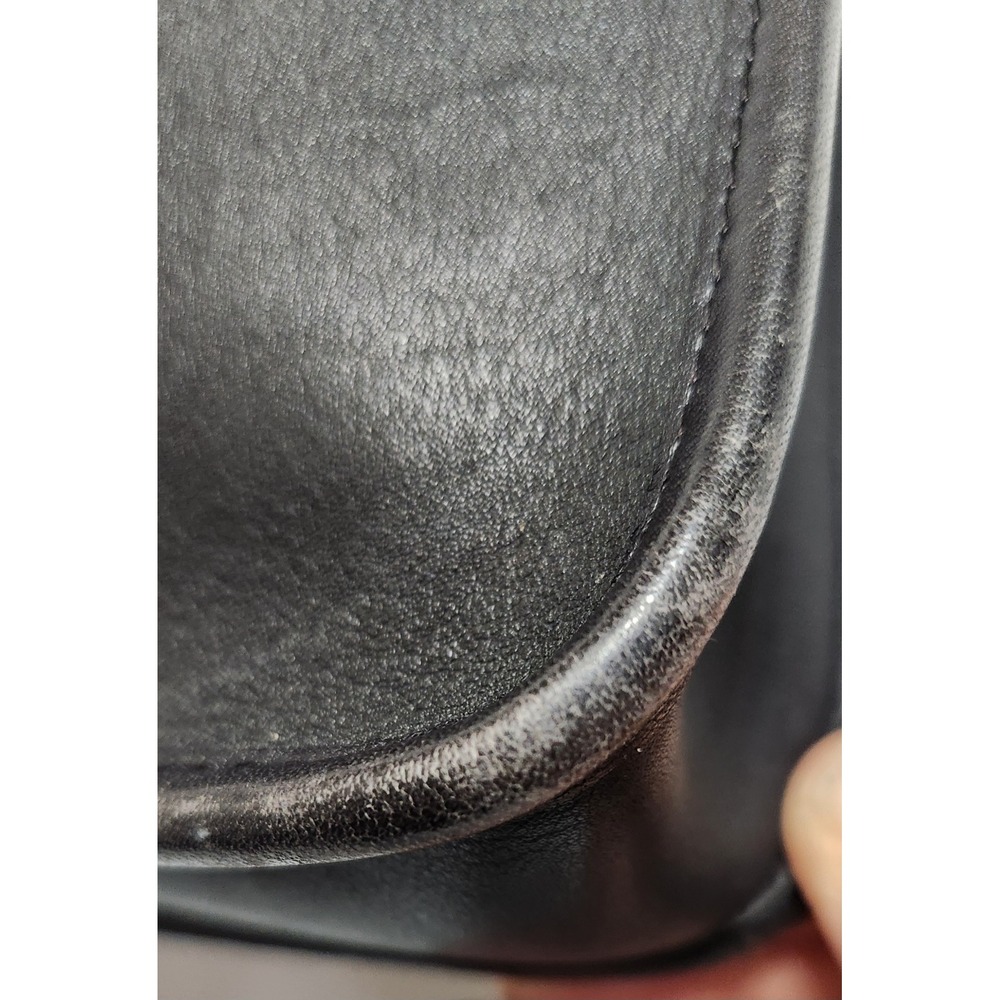 Vintage Coach Basic‎ bag Black Leather Crossbody Bag Zip Shoulder Brass Hardware - Picture 4 of 11